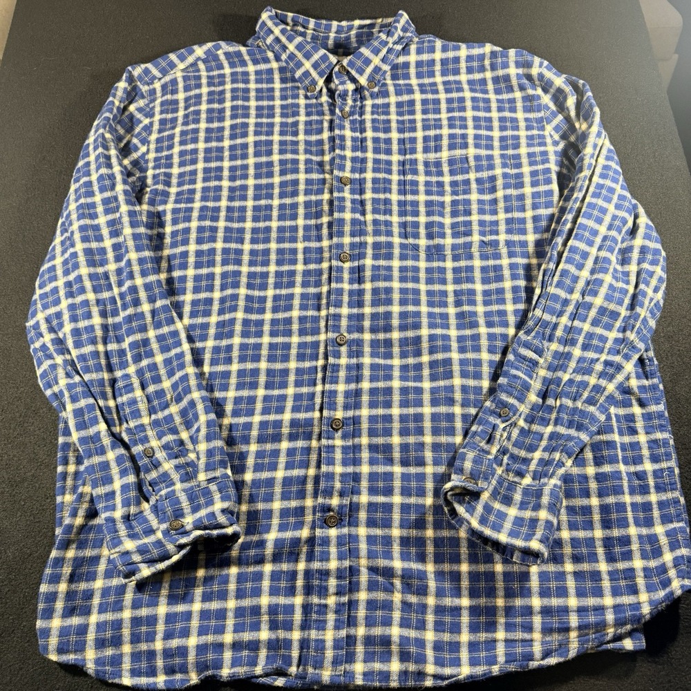 St. John's Bay Men's Blue Plaid Button Down Flannel 2XL